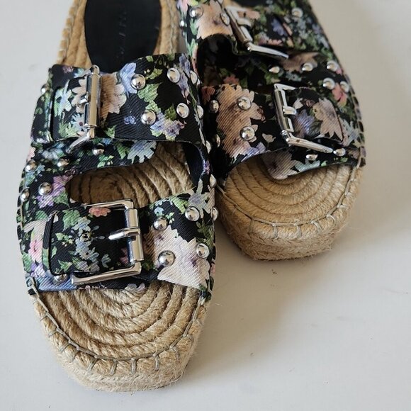 REBECCA MINKOFF | Jodi Espadrilles Sandals Black Flower Print Sz 7.5M - Picture 3 of 7